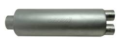 Gibson Performance Exhaust - SFT Superflow 2.50"Center/ 1.75" Dual 16" Round Muffler, Stainless #758216S