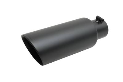 Gibson Performance Exhaust - 2.25-in. Inlet x 4-in. Outlet x 6.5-in. Length, Black Ceramic Double Walled Round Angle Exhaust Tip #500433-B