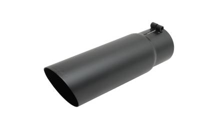 Gibson Performance Exhaust - 2.25-in Inlet. x 4-in. Outlet x 12-in. Length, Black Ceramic Single Wall Round Angle Exhaust Tip #500553-B