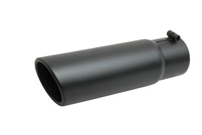 Gibson Performance Exhaust - 4in Inlet.x 6in. Outlet x 19in Length, Black Ceramic Rolled Edge Angle Exhaust Tip #500652-B