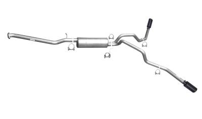 Gibson Performance Exhaust - 99-07 Silverado/Sierra 1500 Pickup 5.3L, Black Elite Dual Extreme, Cat-Back Performance Exhaust #65003B