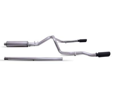 Gibson Performance Exhaust - 20-25 Silverado,/Sierra 2500HD/3500HD 6.6L Gas Pickup, Black Elite Dual Split, Cat-Back Performance Exhaust #65713B