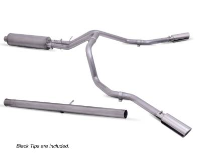 Gibson Performance Exhaust - 20-25 Silverado, Sierra 2500HD/3500HD 6.6L Gas, Black Elite Dual Extreme Exhaust, Stainless #65714B