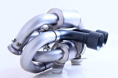 Gibson Performance Exhaust - 2025 Can-Am Maverick R Turbo E-Valve, 4 Seat, Black Ceramic Stainless Steel Dual Tip  Exhaust #98062