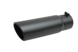 2.75in Inlet.x 4in. Outlet x 12in Length, Black Ceramic Rolled Edge Angle Exhaust Tip #500643-B
