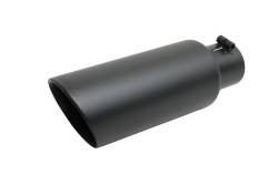 3in Inlet.x 5in. Outlet x 12in Length, Black Ceramic Rolled Edge Angle Exhaust Tip, 5-inch Outlet #500661-B