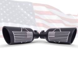 Gibson Performance Exhaust - 4in Inlet.x 6in. Outlet x 18in Length, Patriot Flag Rolled Edge Angle Exhaust Tip, Black Ceramic #71-1011 - Image 2